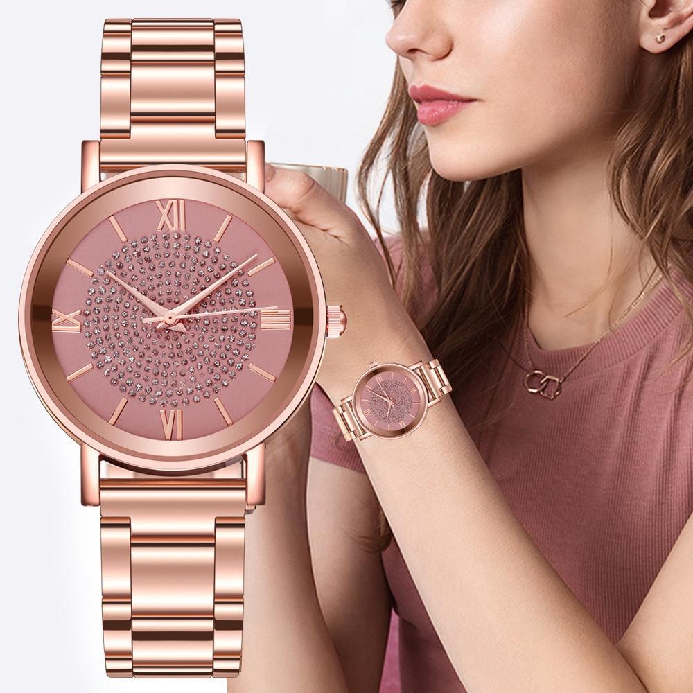 STEVVEX Rose Gold Watch with Mineral Crystal Lens