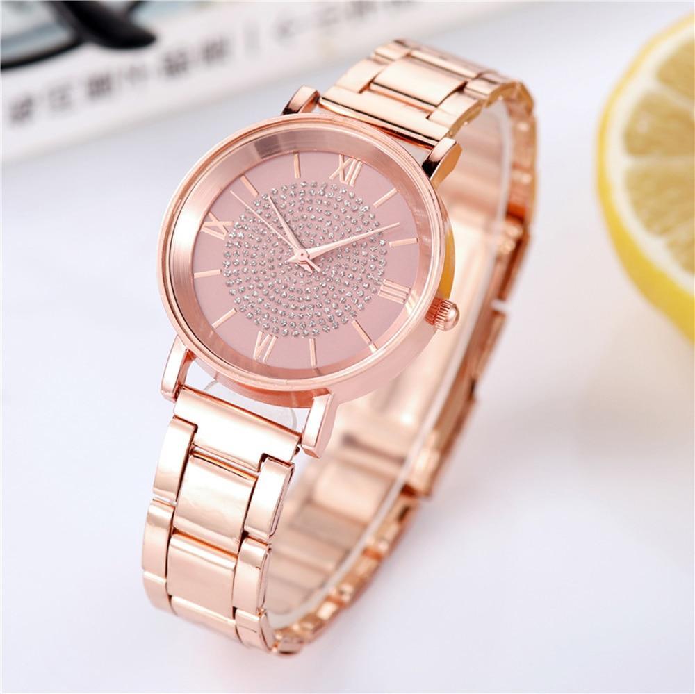 STEVVEX Rose Gold Watch with Mineral Crystal Lens