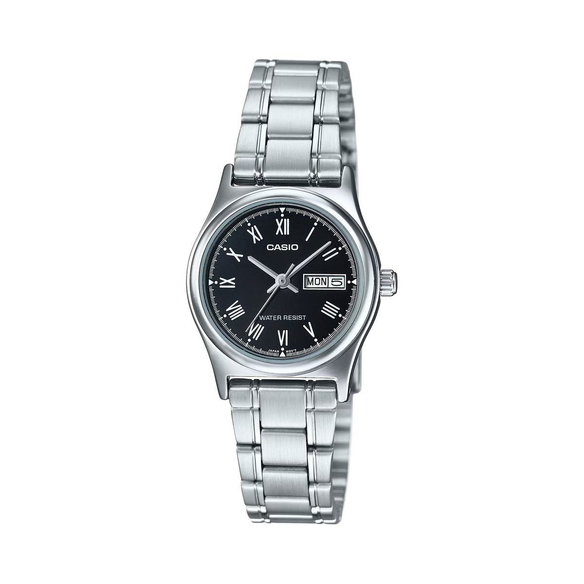 Casio Women’s Black Dial Analog Watch with Day-Date Steel Bracelet - LTP-V006D-1BUDF