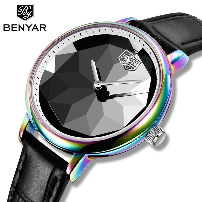 Benyar Prism Dial Leather Watch