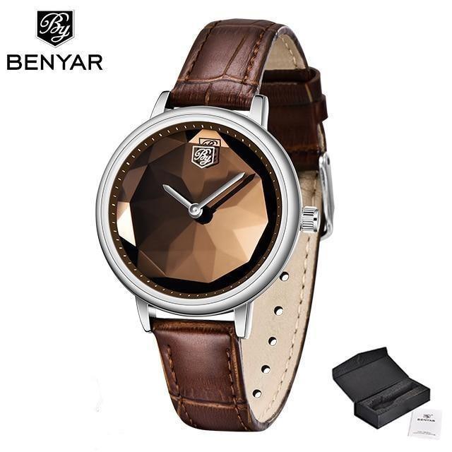 Benyar Prism Dial Leather Watch